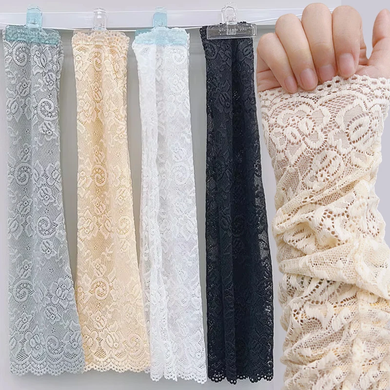 

Sexy Summer Lace Uv Solar Arm Sleeves Woman Covered Long Fingerless Gloves Driving Elastic Anti-sunburn Arm Sleeve Wrist Mittens
