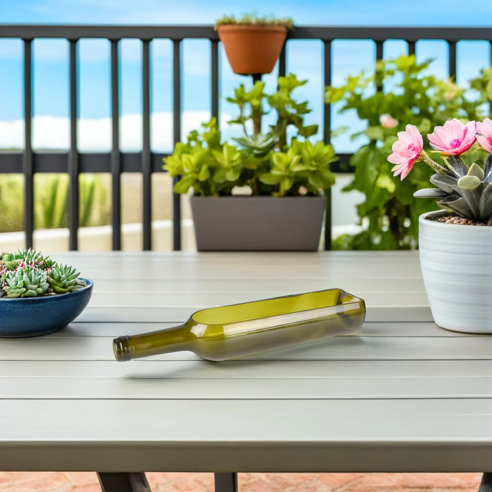 

2Pcs Glass Wine Bottle Vase Candlestick Planter Half Cutting Safe for Dried Flowers Potted Plants Home Decoration