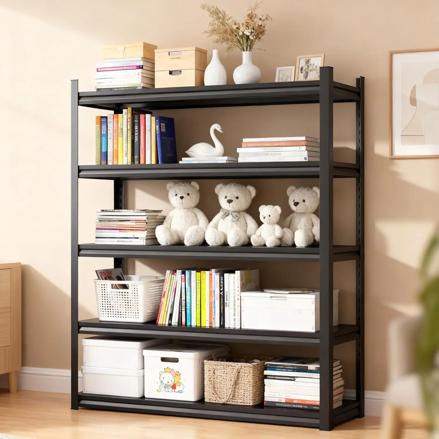 #40" W*72" H Book Shelf5 Tier Metal Wide BookshelfHeavy Duty Book ShelfsAdjustable Shelving UnitTall, Customized