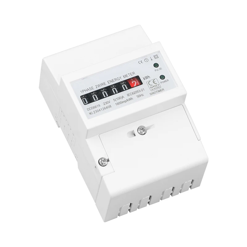 Household Electrical Din Rail Single Phase Energy Meter AC 220V 100A kWh Counter Consumption Analog Electricity Gague Wattmeter