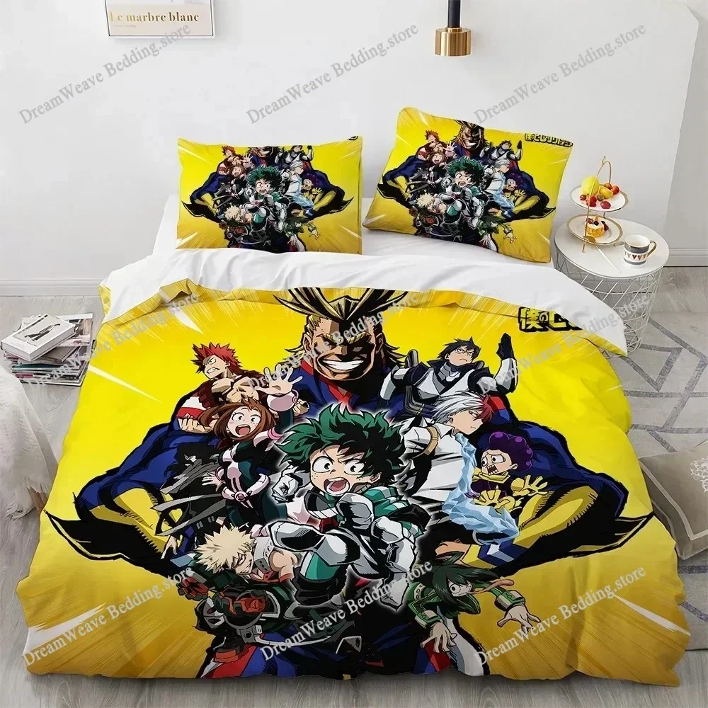 2025 New Anime My Hero Academy Bedding Set Anime Characters Duvet Cover 3D Cartoon Polyester Quilt Cover Queen King Size BoysFQH