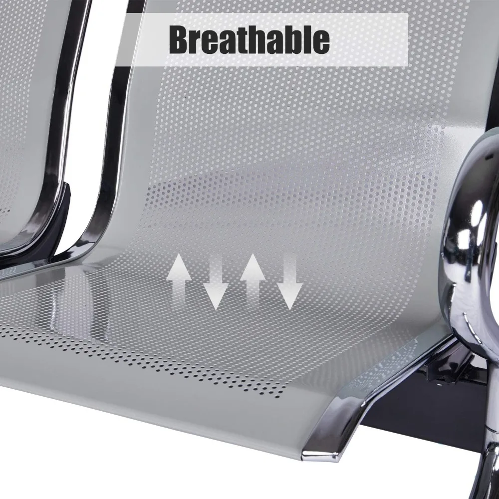 Cómodo banco de sala de espera de 3 asientos para áreas de aeropuerto, hospitales, bancos, salones y conferencias