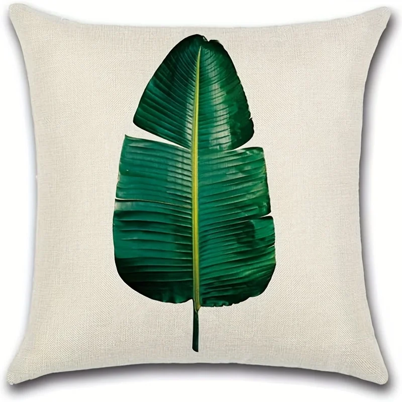 Green Leaf Plants Square Cushion Cover Vibrant Zippered Pillow Cover for Home Decor, Bedroom, Living Room