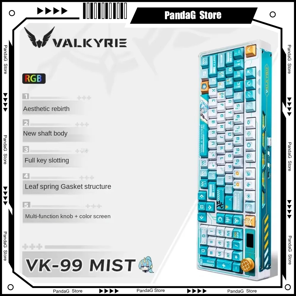 VALKYRIE VK99 Series Customized Wireless Mechanical RGB Keyboard Tri-modeBluetooth Hot-swappable Gasket 98% 98key Layout Rhythm