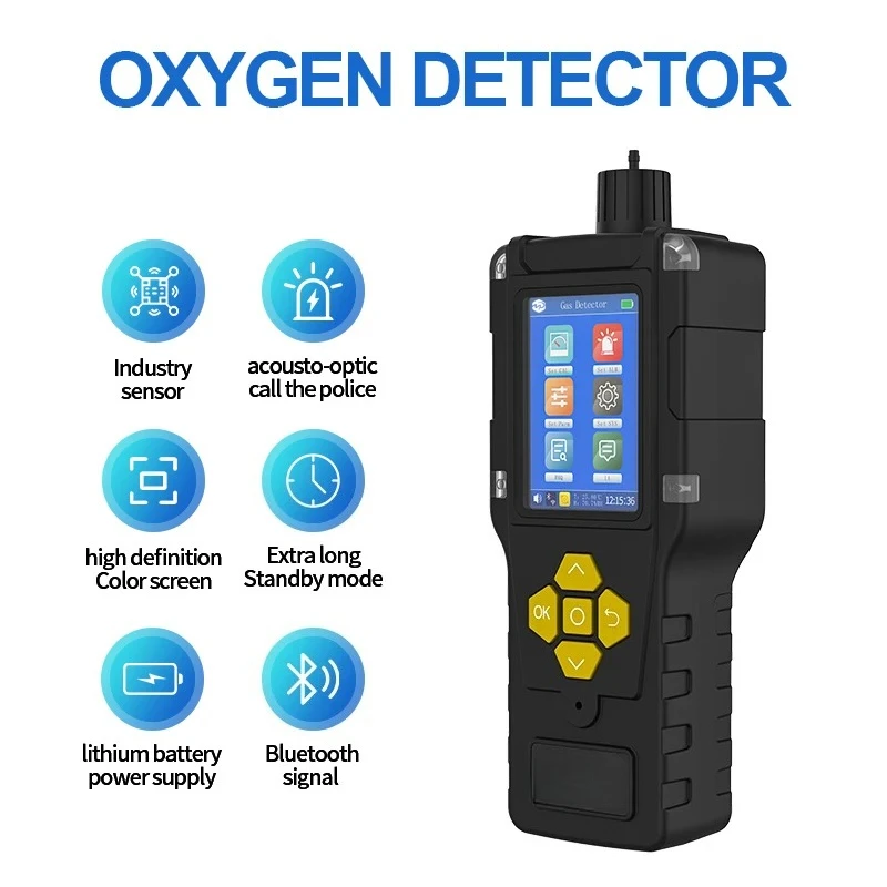 كاشف تركيز صناعي محمول عالي الدقة، إنذار تسرب الغاز، كشف الأكسجين