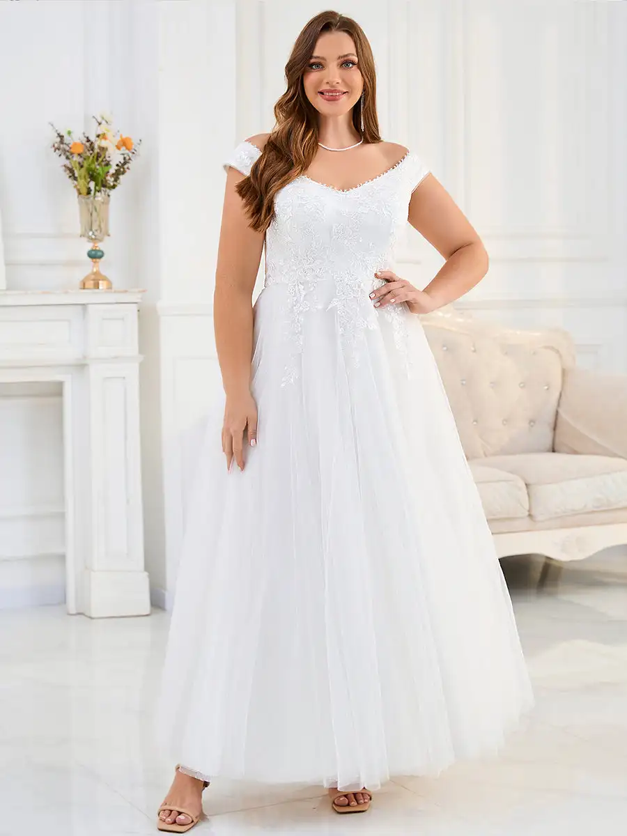 Vestido de Novia A-Line Blanco Ever Pretty - close-up view