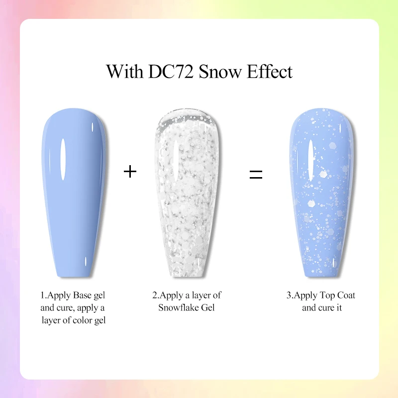 7 ml Schneeflocken-Gel-Nagellack, UV-LED, semi-permanent, milchig, weiß, rosa, Glitzer, Schnee-Pailletten, Gel-Nägel, Kunst-Design, Lack, Maniküre – Detail 6