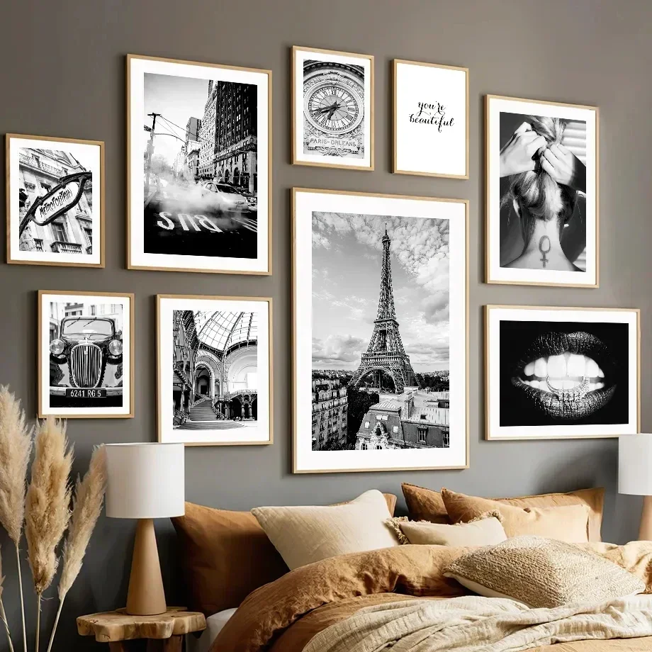 Black and White Photograph Europe Landscape Picture Wall Art Canvas Painting Poster and Print for Home Decor Minimalist Desig