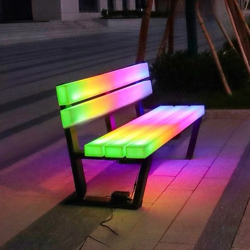 Colorful luminous plastic bench square garden outdoor decoration park landscape special stool thickened