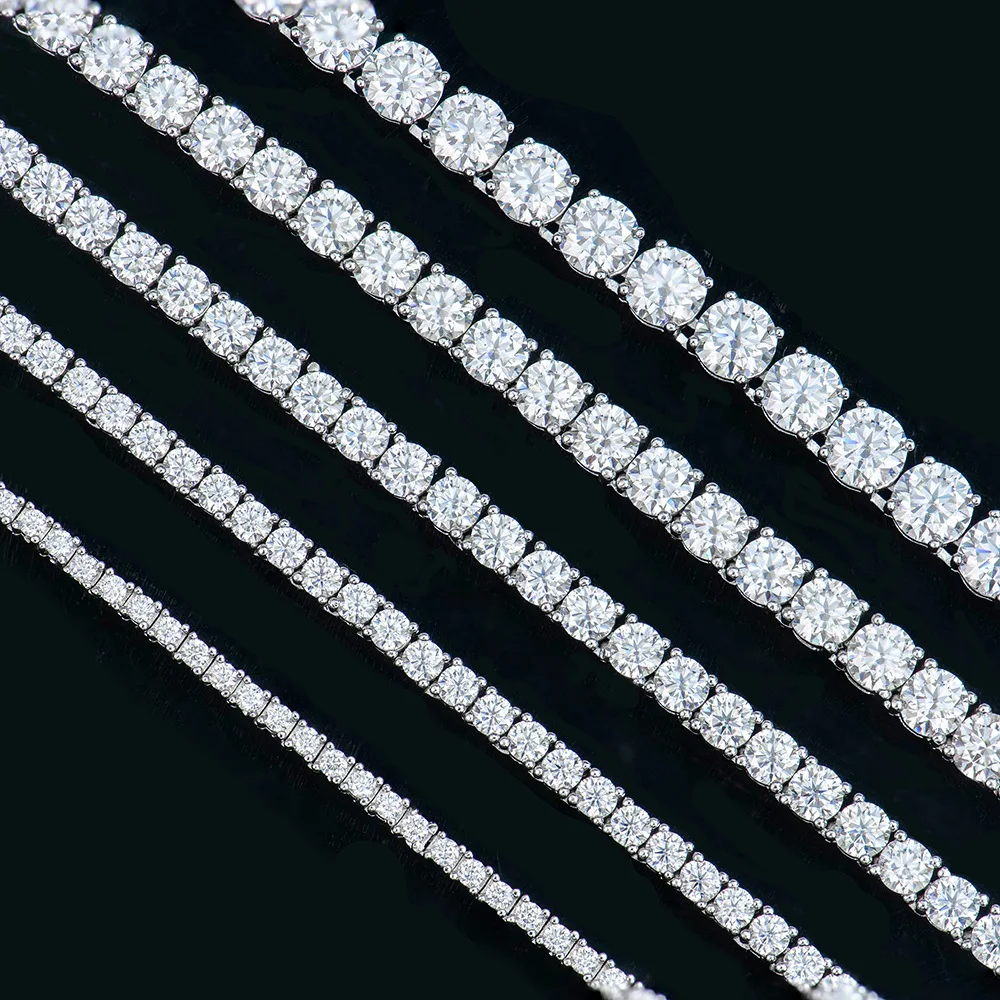Certified GRA Moissanite Tennis Necklace 3/4/5/6mm Solid 925 Sterling Silver Diamond Tennis Necklaces for Women Man MS035