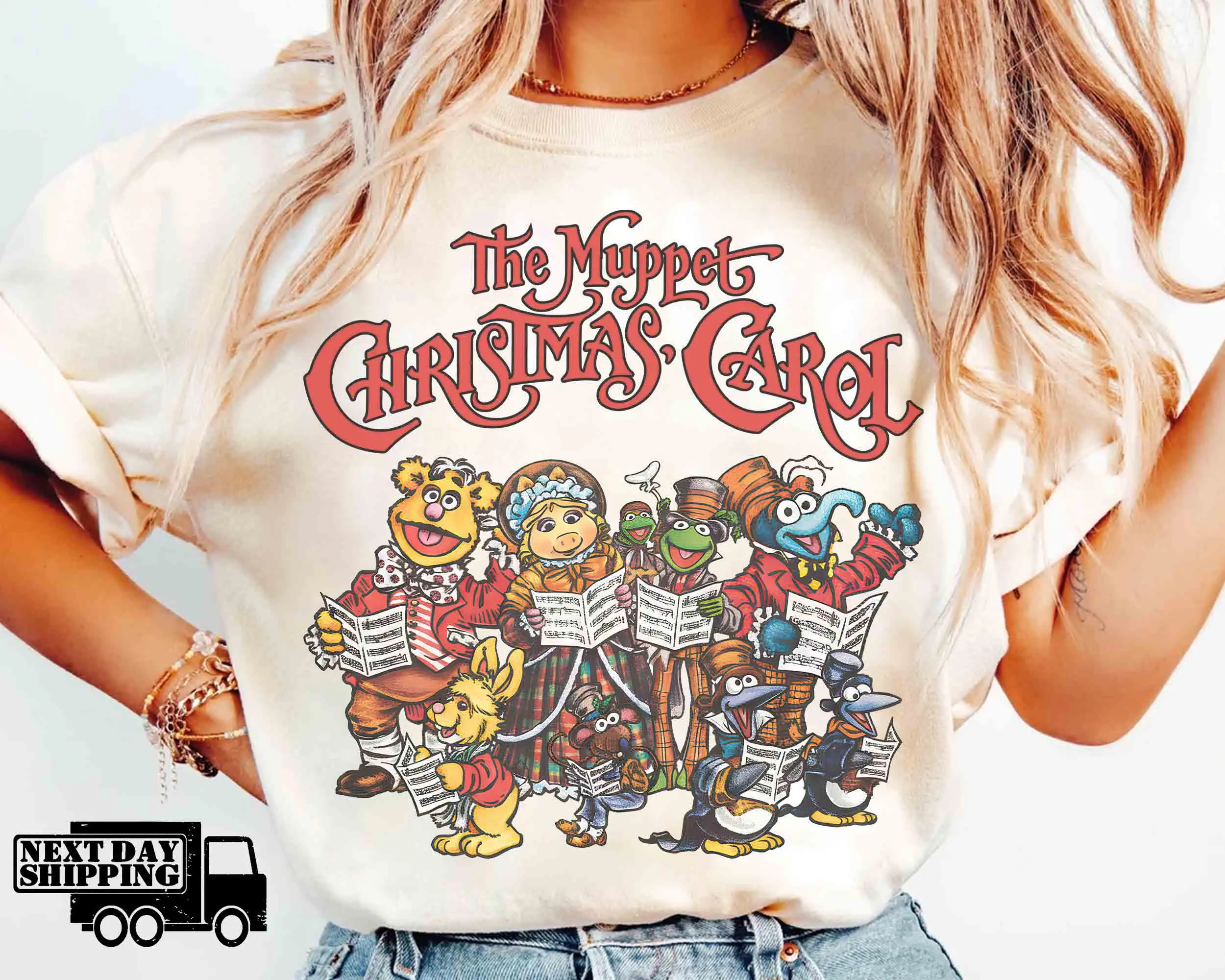 

Retro Plush Christmas Carol Shirts, Komi Frog and Gonzo Rizzo Christmas T-shirts, Retro Disney World Family Tour