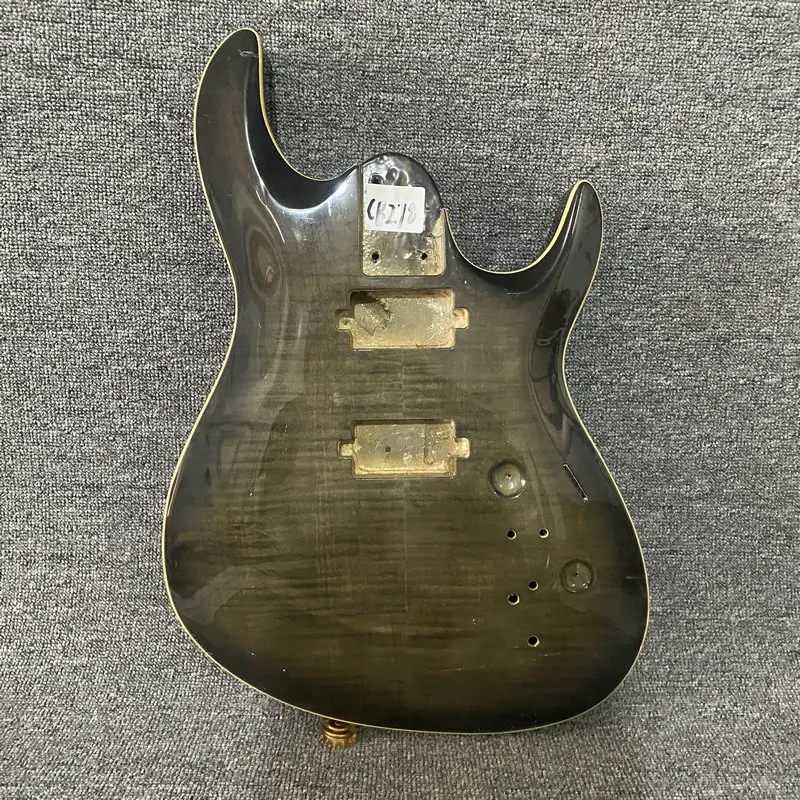 CN278CB278 DIY Guitar Kits Brown Flamed Maple Body with 21 Frets Maple Neck Unfinished Version with Damages for Replace