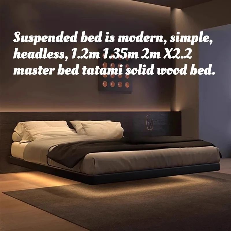 

Floating Bed Solid Wood Platform Tatami Bed Modern Minimalist Without Headboard Master Bedroom Large Size 120cm 135cm 200x220cm