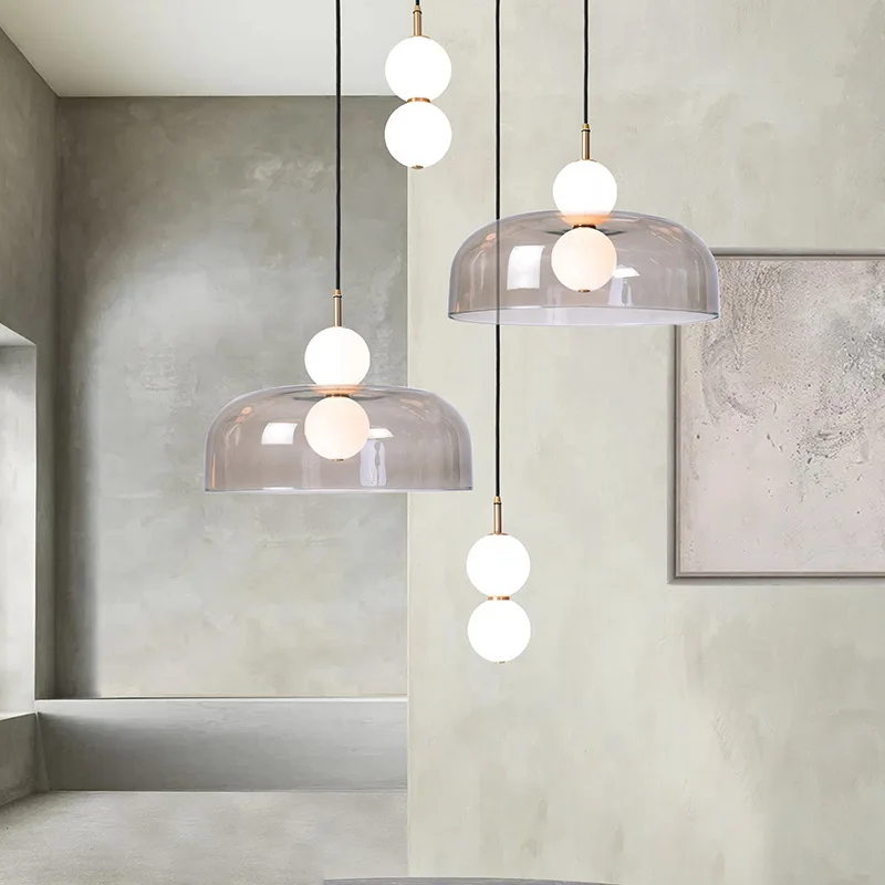 

Nordic Glass Chandelier Double Balls Pendant Light Suspension Hanging Lamp for Kitchen Dining Room