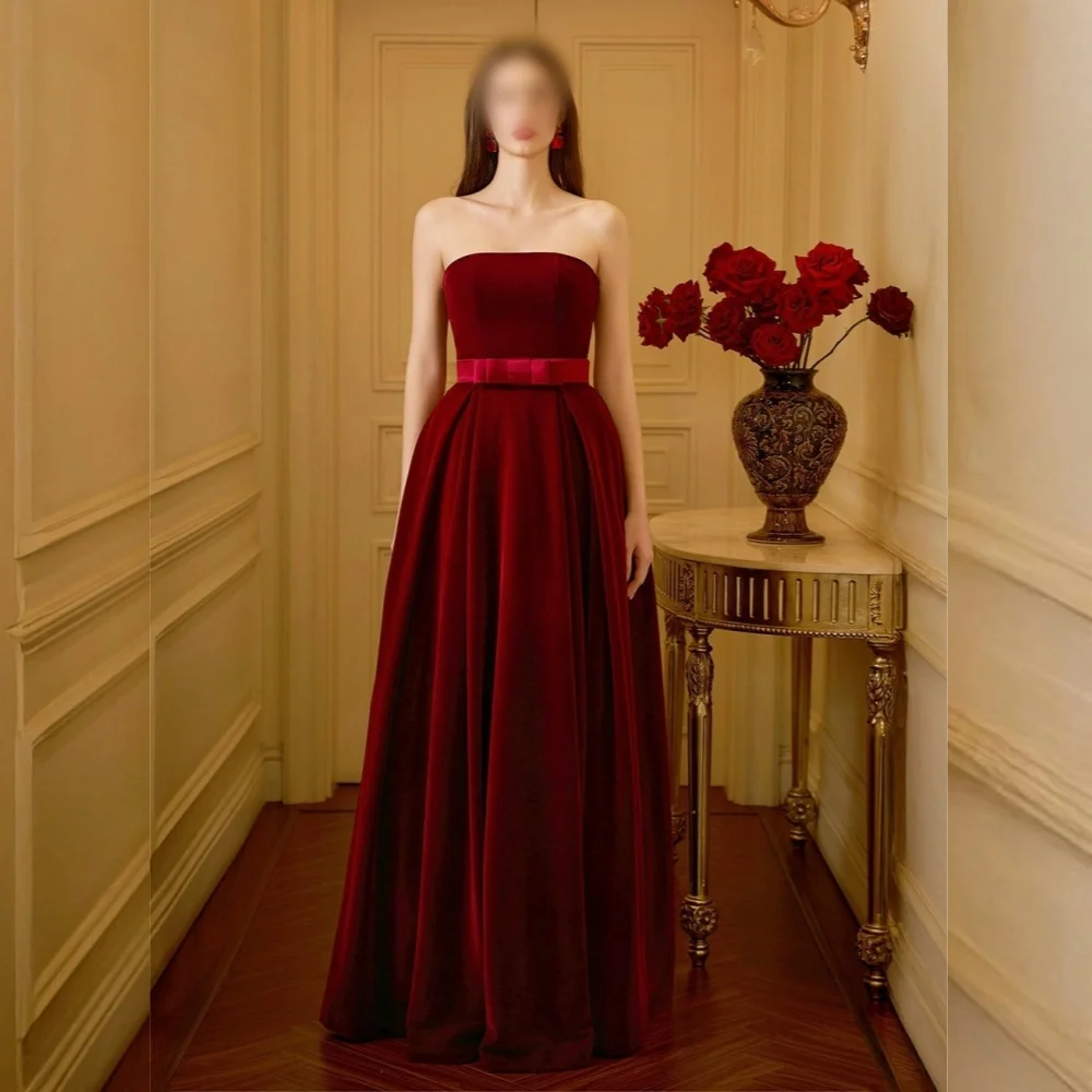 Personalizado elegante plisado sin tirantes A-line vestidos largos vestido de noche Formal ocasión a medida encantador vestido de fiesta de alta calidad