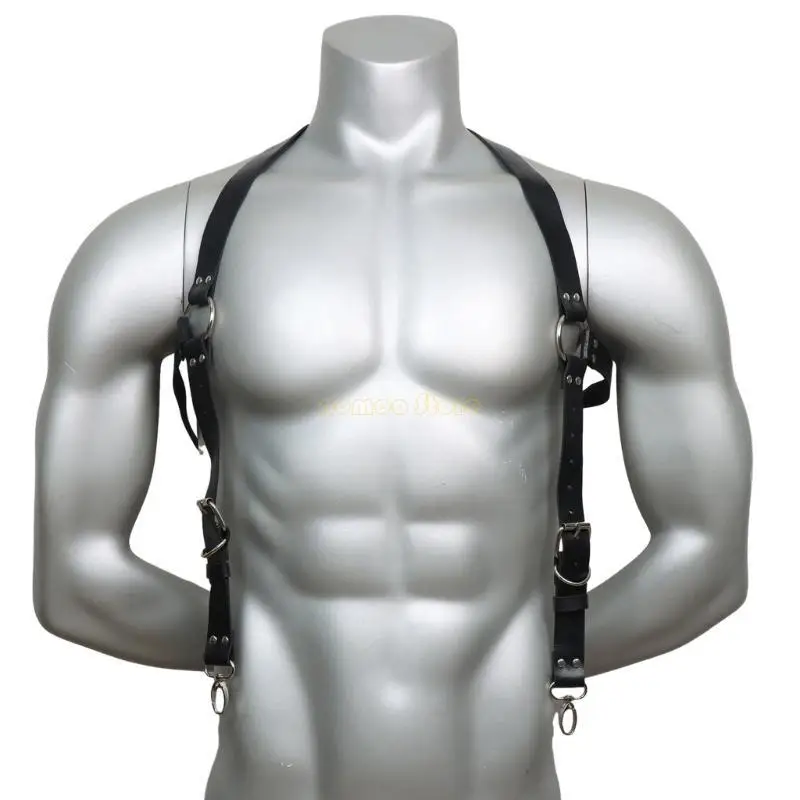31BF Männer Hosenträger PU Leder Harness Männer Punk Brust Schulter Gürtel Hosenträger Hemd Gürtel