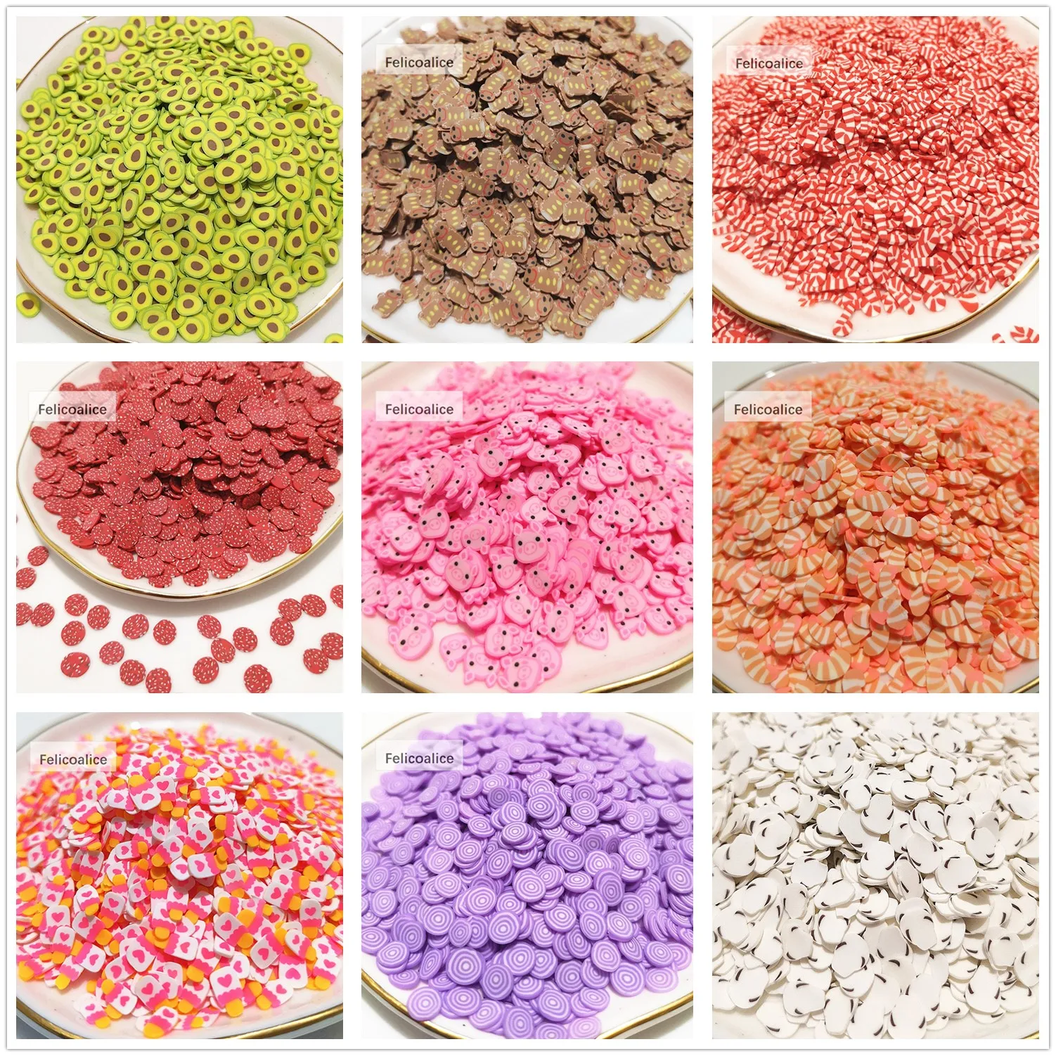 20g Kawaii Rainbow Soft Clay Slice DIY Nail Arts Decoration Polymer Clay Sprinkles for Crafts Simulation Food Play