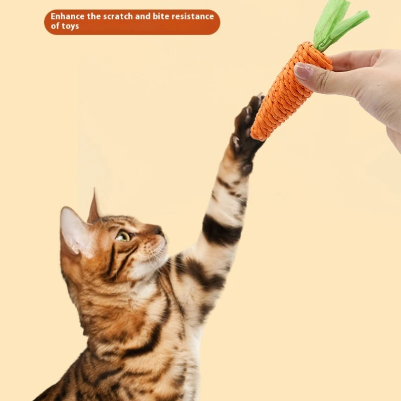 لعبة قطة الجزر اللطيفة - اللعب الذاتي مع طحن الجرس والأسنان والمخلب لتخفيف الملل ألعاب القطط الأليفة