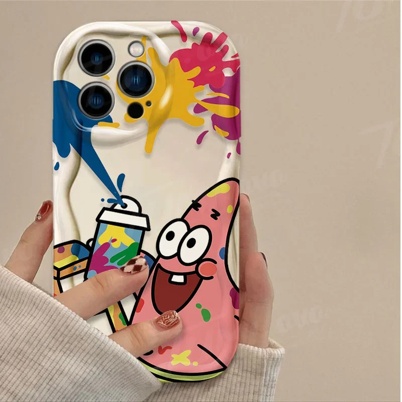 Phone Case For IPhone 15 14 13 12 11 Pro Max X XR XS 8 7 6 6S Plus SE 2020 Graffiti SpongeBobs Patrick Star Wave Silicone Cover