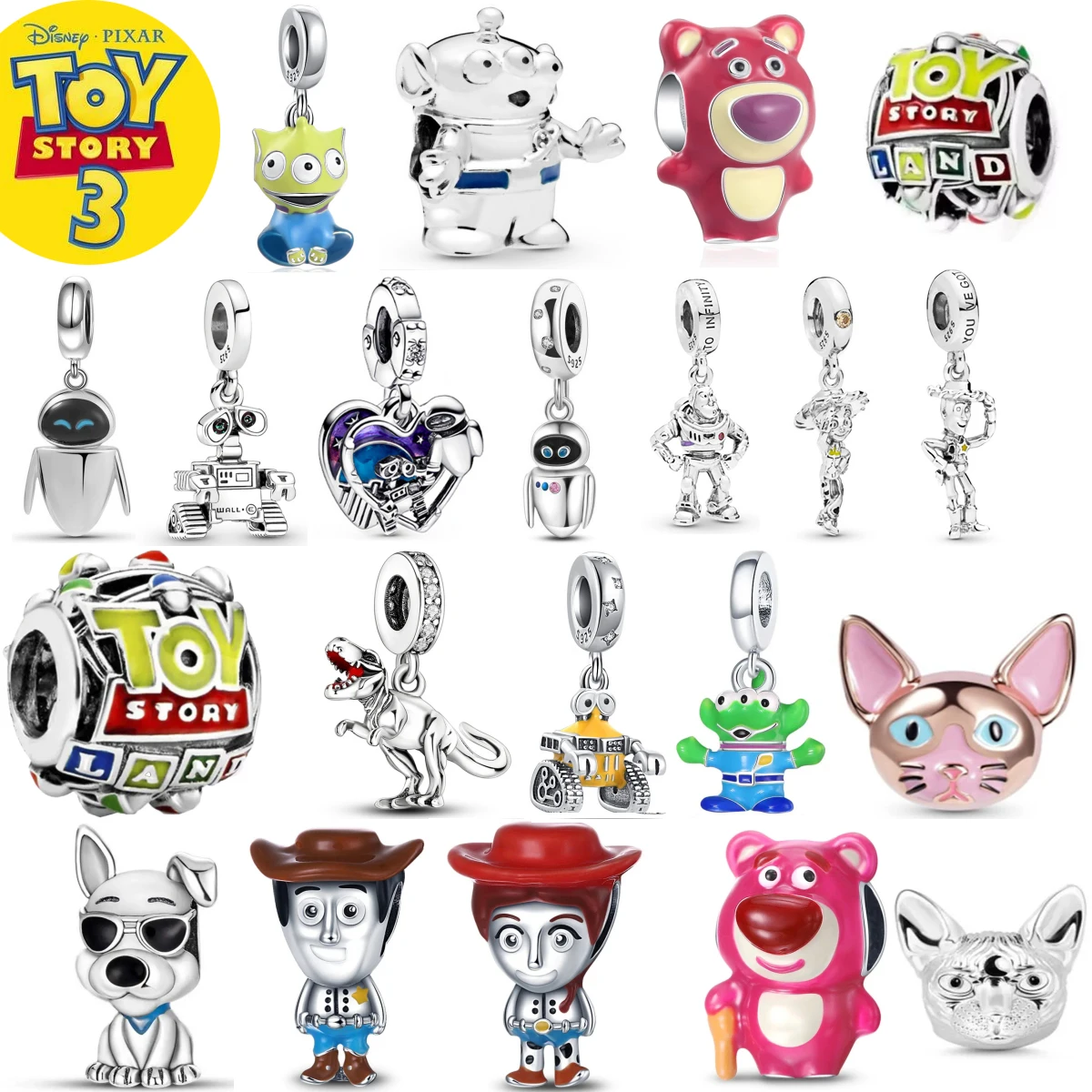 جديد 925 فضة Miniso قصة لعبة وودي الطنانة الخفيفة جيسي سحر مطرز صالح الأصلي سوار DIY السيدات فتاة مجوهرات #1