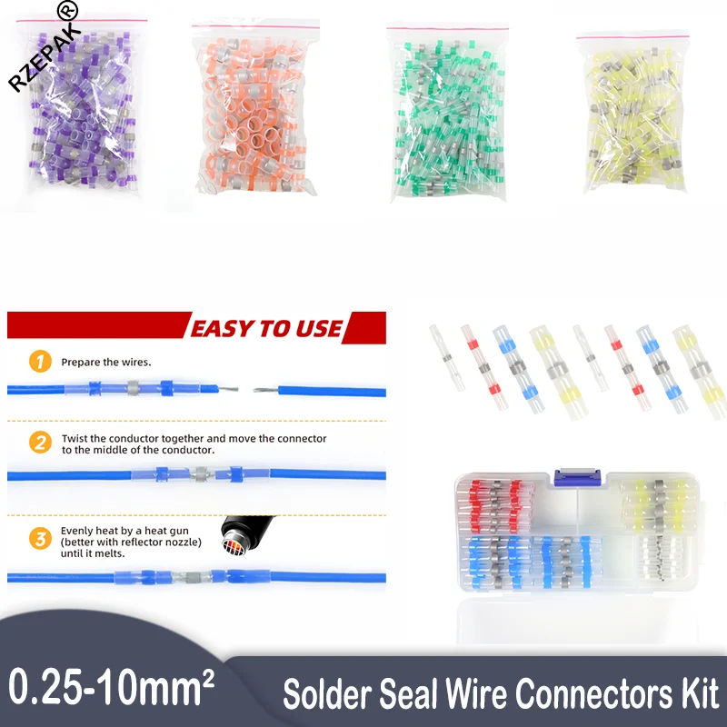 

Waterproof Solder Seal Heat Shrink Tube Sleeves Electrical Wire Connector Butt Splice Terminals Heat Shrinkage Cable Connectors