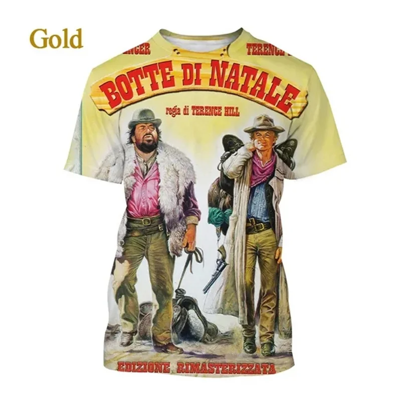 Bud Spencer Terence Hill Graphic T Shirts for Men Game T-shirt Womens Clothing Harajuku Fashion Streetwear Kids Tee Shirts Tops