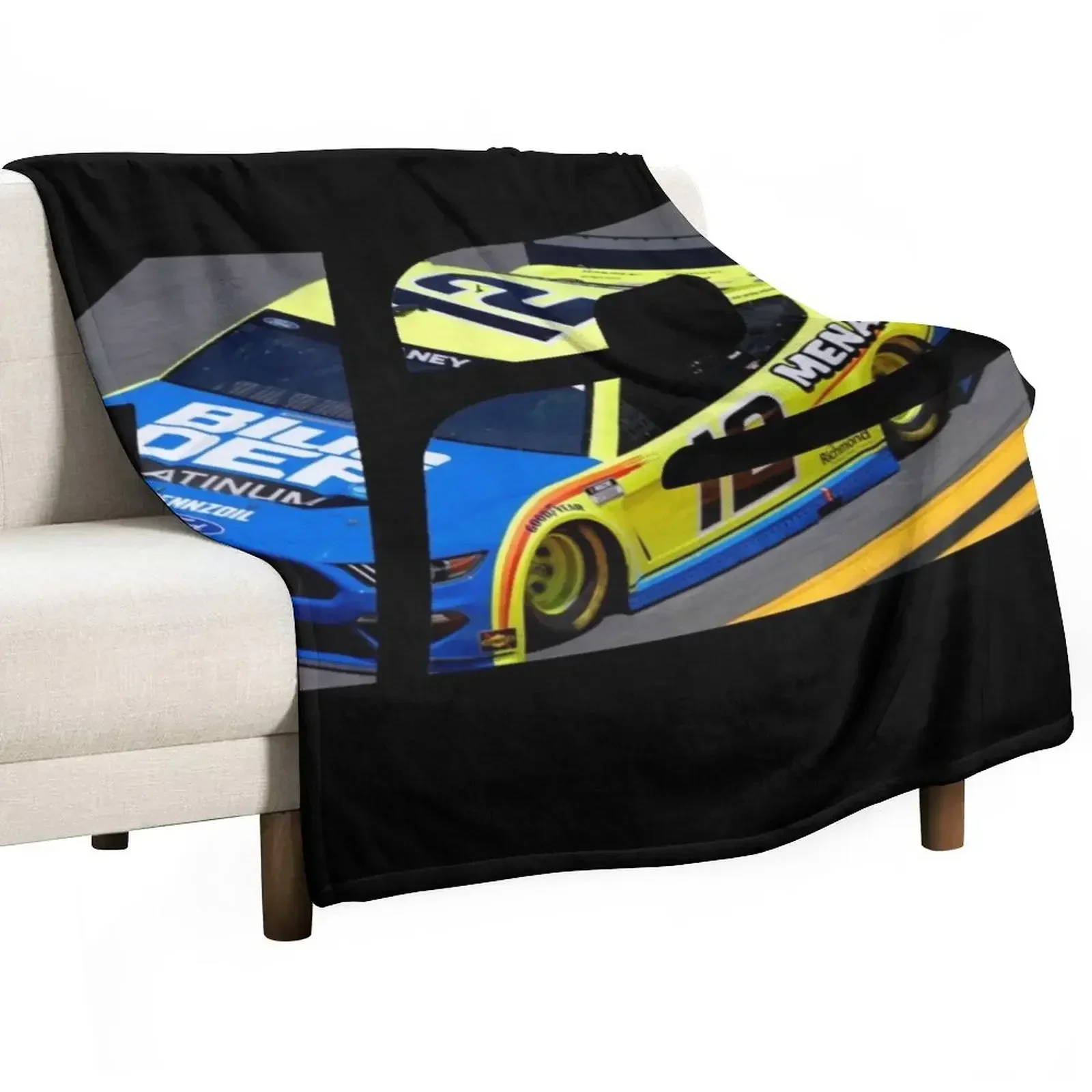 

Ryan Blaney Car 12 Throw Blanket Flannel Bed linens Single for sofa Blankets