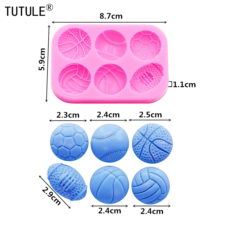 Sports Ball Football Basketball Accessories DIY Jewelry Earrings Silicone Mould Epoxy Flexible Polymer Clay Mold Chocolate Mold