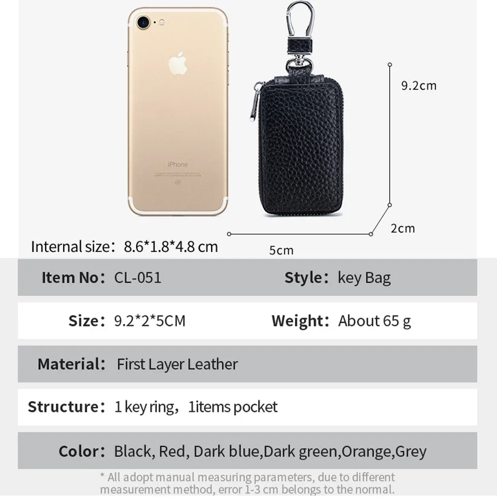 الجلد الحقيقي سيارة مفتاح المحفظة الرجال/النساء مفتاح حامل مدبرة المنزل مفاتيح المنظم حالة للجنسين المفاتيح الخصر سستة حقيبة مفاتيح عالمية