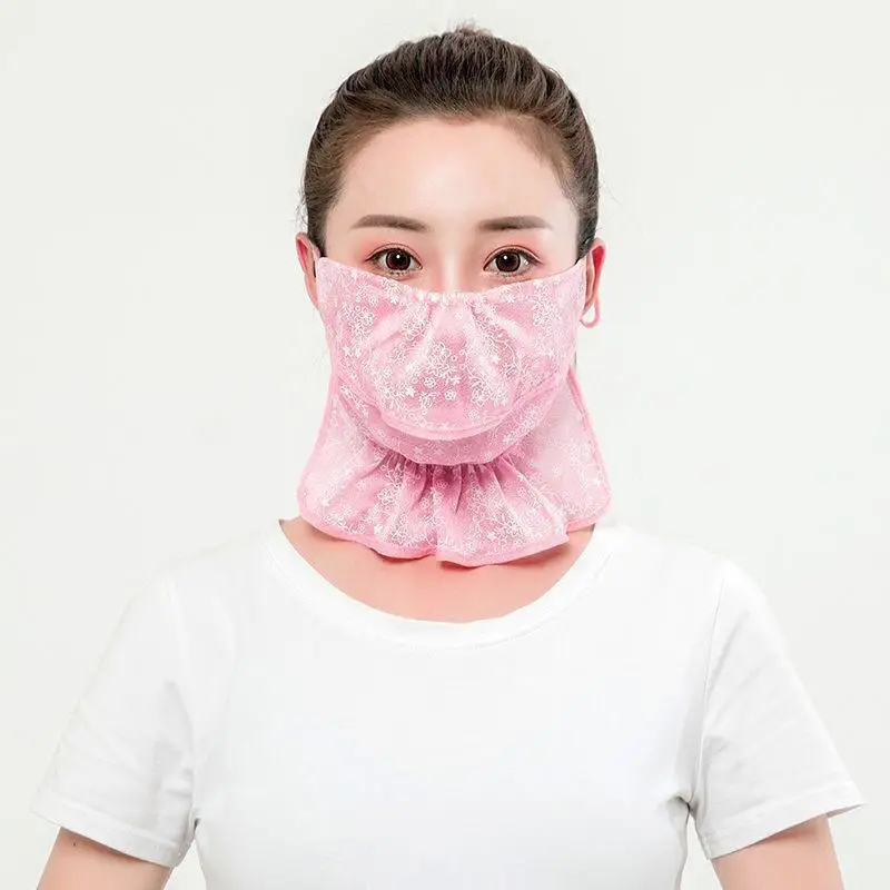 الصيف طوق الرقبة وشاح الحماية من الشمس قابل للتعديل تنفس ميناء قناع أناقة المرأة الأزهار طباعة تنفس غطاء الرقبة قناع #3