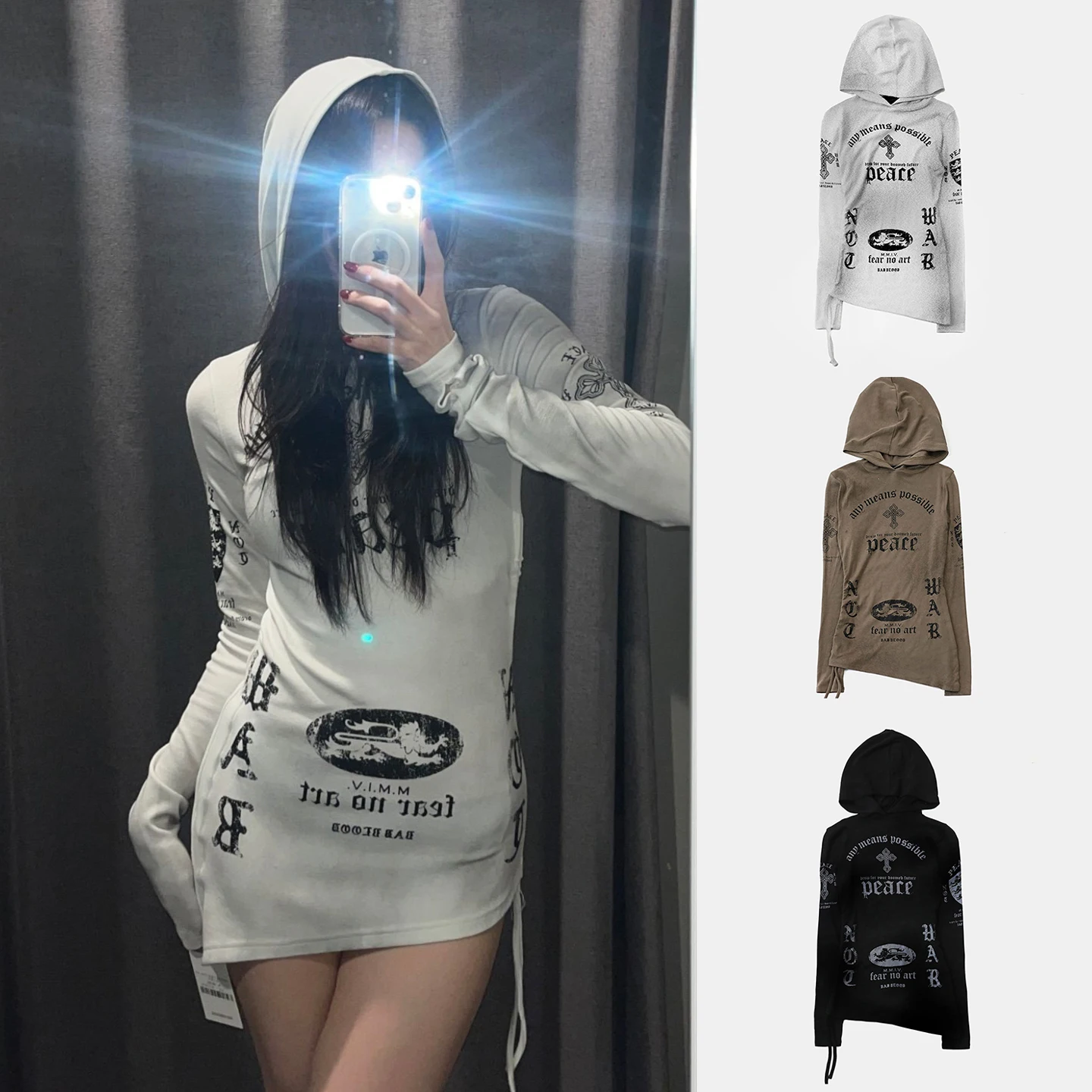 

Ретро-худи в американском стиле для девушек, повседневная, с длинным рукавом, с принтом, уличная, свободного кроя, модная толстовка для девушек