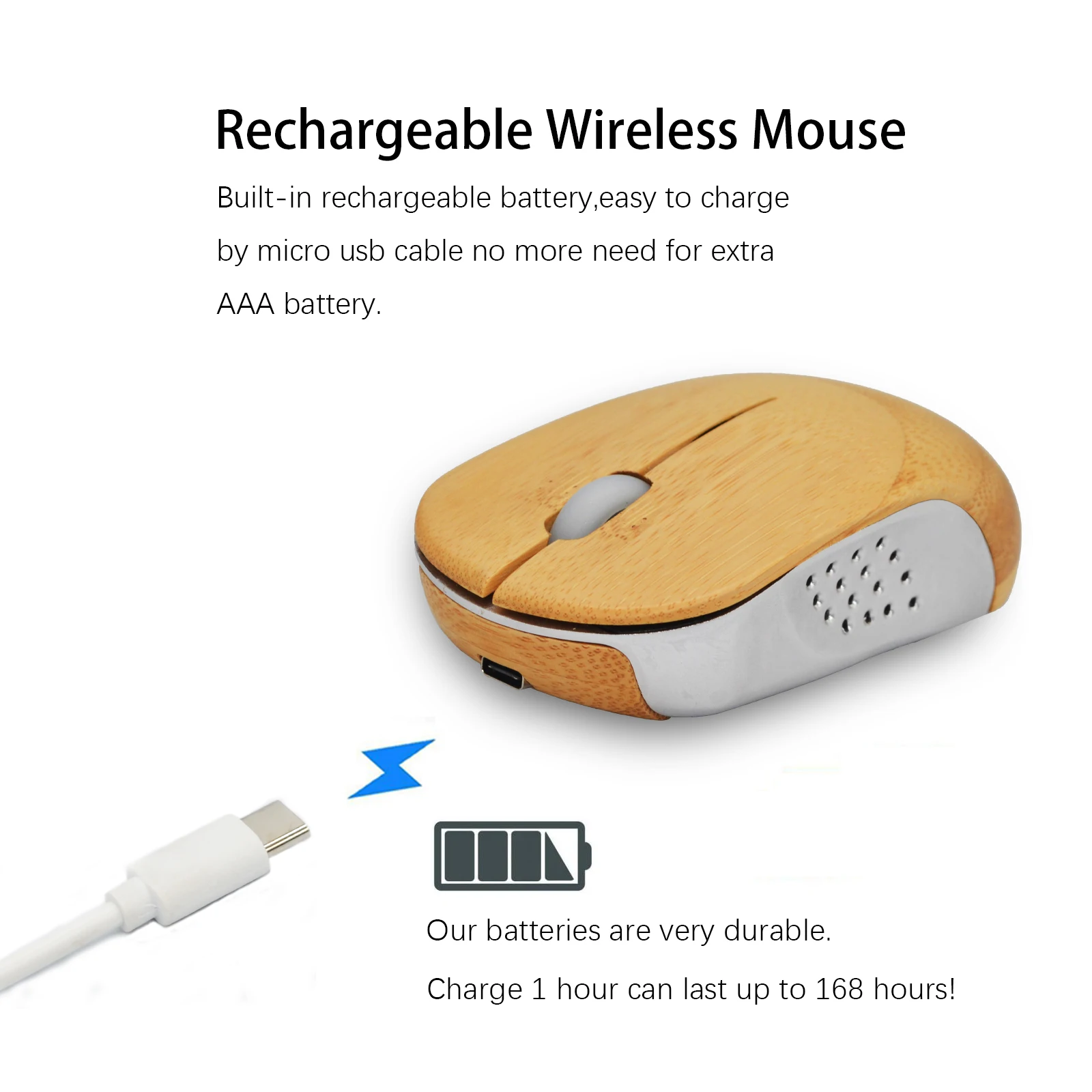 Wooden Wireless Mouse Adjustable 2.4G Wireless Optical Gaming Mouse Wireless Home Office Game Mice for PC Computer Laptop