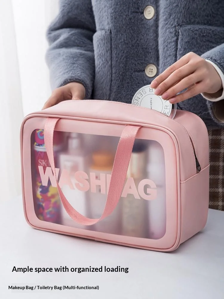 Homefish Mattierte Halbtransparente PVC-Kosmetiktasche mit Großer Kapazität, Tragbar, Wasserdicht, Reise-Kosmetik-Aufbewahrungsorganizer – Detail 7