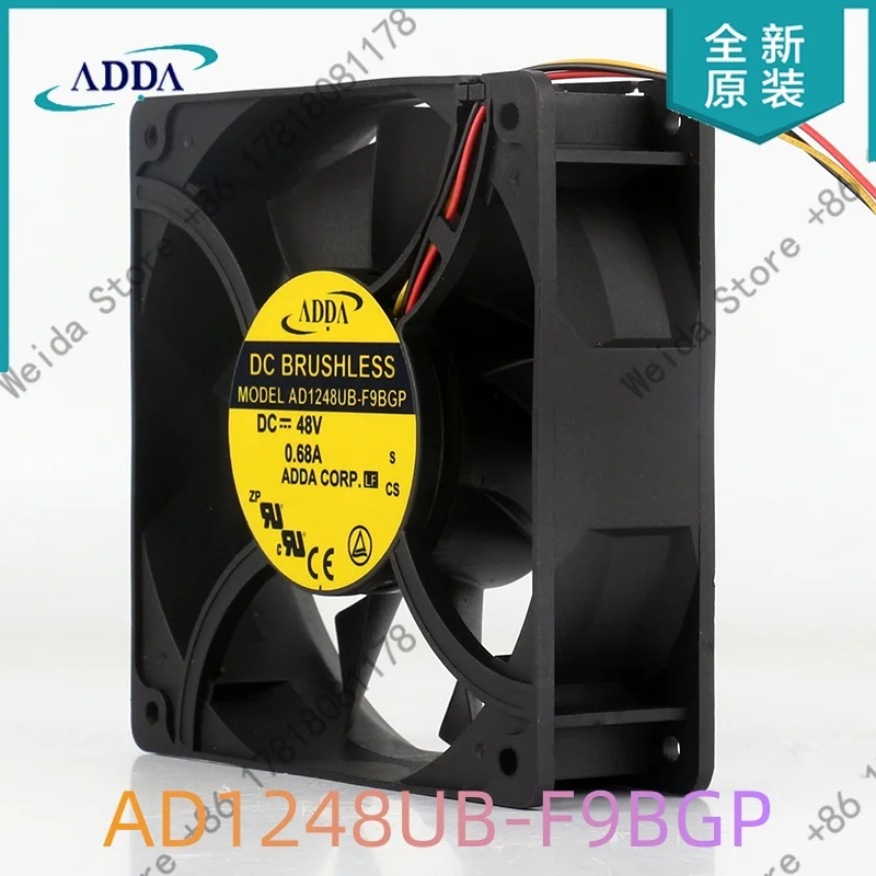 Original ADDA 5V 12V 24V Converter High air pressure Server AD1248UB-F9BGP cooling fan12038 120X120X38MM 12CM  DC48V 0.68A