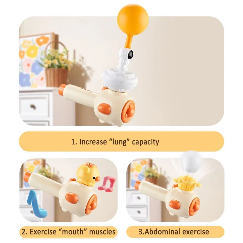 Balloon Blowing Toy Cute Duck Balloon Launcher Whistle Inflatable Floating Ball Flying Balloon Pump Kids Science Educational Toy