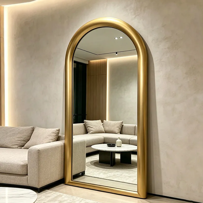 Full body simple special-shaped floor mirror household dressing against the wall bedroom mirror