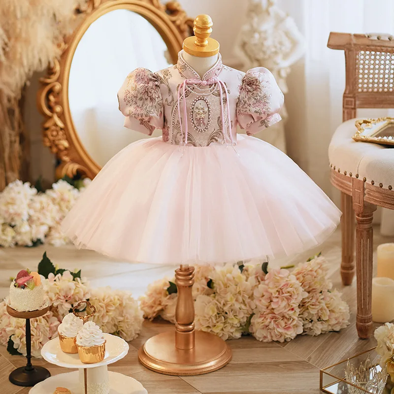 High-End Children\'s Spanish Prom Evening Gown Design 1st Birthday Wedding Girls Baptism Eid Dress Kids Christening Clothes