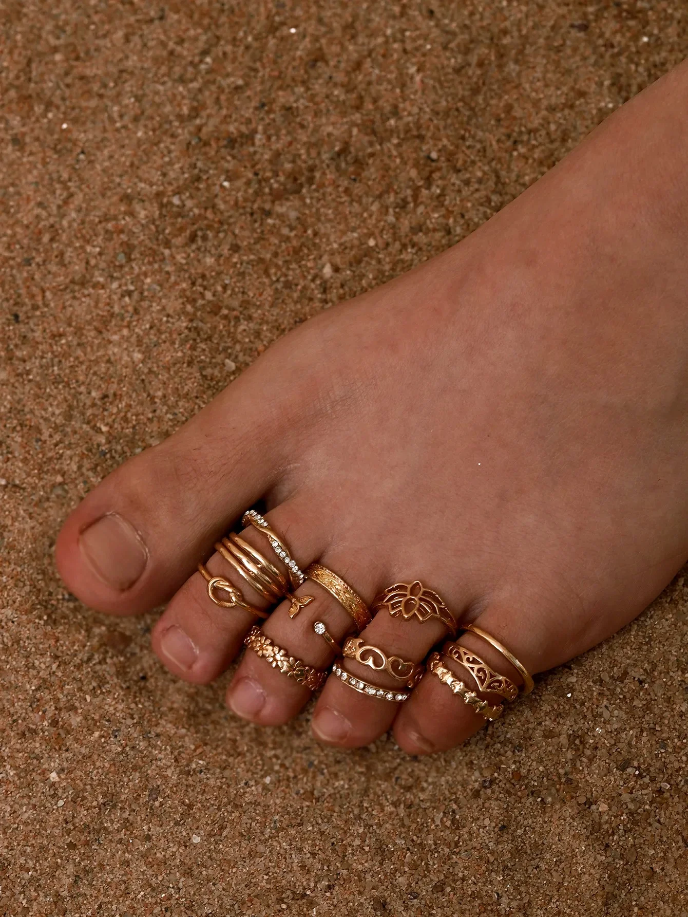 7/10/12Pcs Adjustable Toe Rings for Women Foot Ring Gold/Silver Color Metal Round Jewelry for Girl Summer Beach Barefeet Fashion view 2
