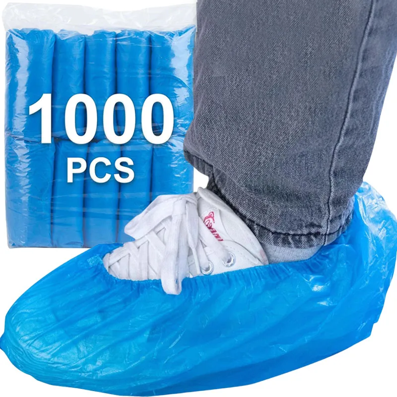 Cubierta de zapato impermeable desechable, cubierta de pie antideslizante de plástico, cubrezapatos acolchados de PE para interiores, cubierta de zapato a prueba de barro y lluvia