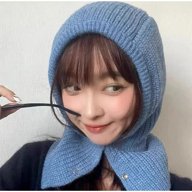 ☆韓国の人気☆【SATUR】☆(W) Knit Balaclav.a☆ Korean Balaclava Fashion Pullover Knitted Hat Women Men