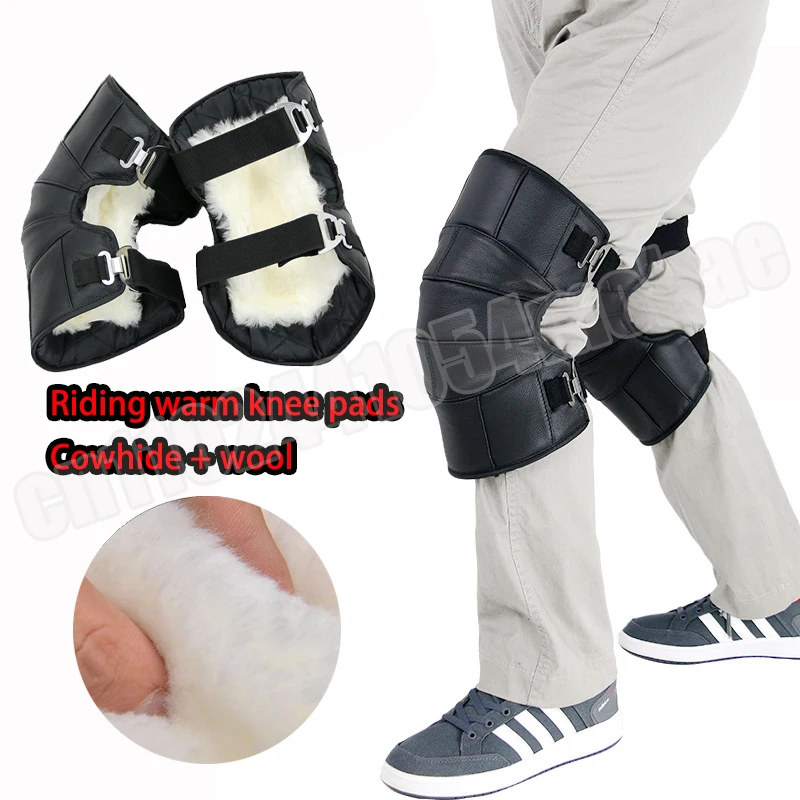 

Motorcycle Warm Knee Pads Cowhide and Wool Knee Pad Equipment Winter Windproof Motorbike Cycling Kneepads Unisex Knee Pads