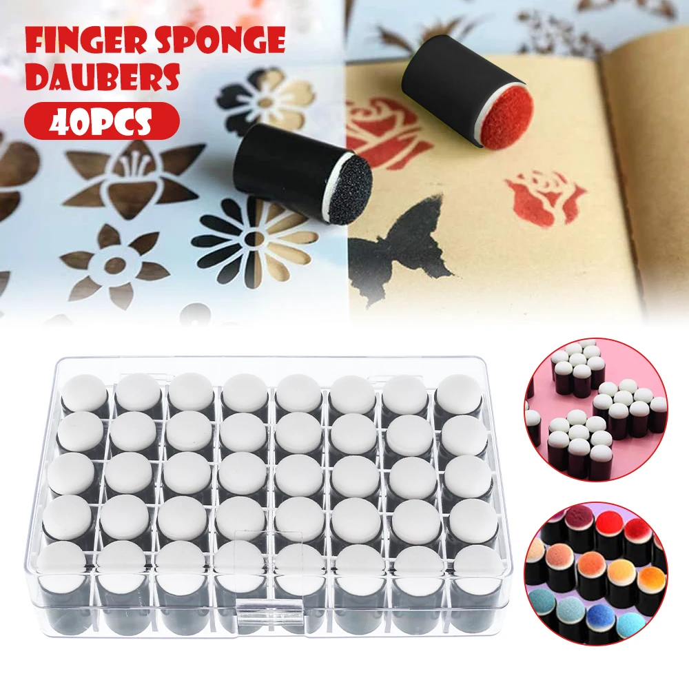 

40 Pcs Finger Brush Kids Sponge Seals Daubers Foam Sponge Ink Drawing Applicators Template Graffiti DIY Finger Sponge Daubers