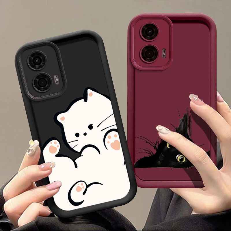 G24 Black and White Cat New Sky Eye Phone Case For Motorola Moto G24 G54 G84 G34 G53 G24Power G54Power E40 E32 G22 G30 G20 Cover