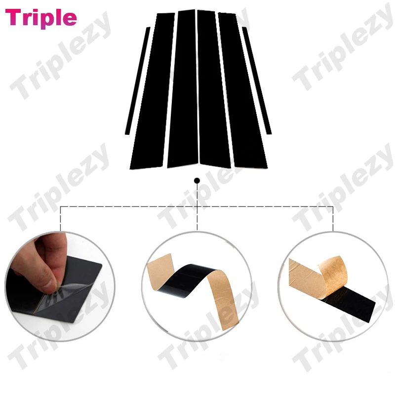 6Pcs Glossy Black PC Material Window Column Car Door Center B C Pillar Post Cover Trim For Nissan March Micra K13 2010-2022