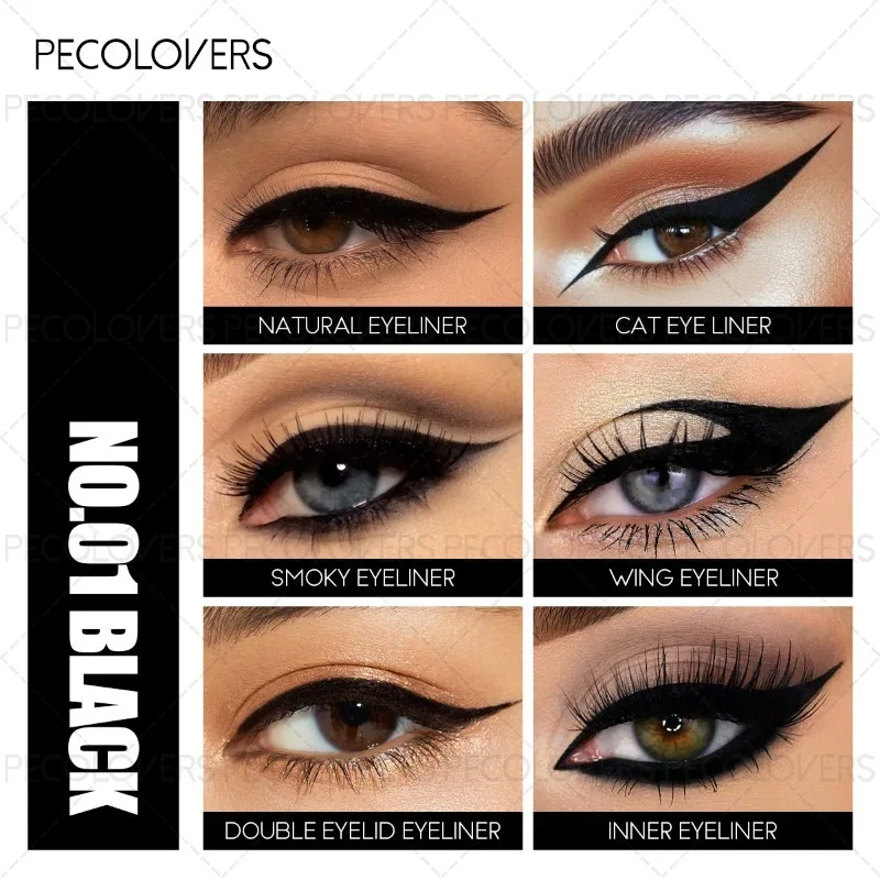 5-teiliger Eyeliner-Stift, schwarz, anfängerfreundlich, nicht leicht zu verschmieren, wasserfest, langlebig und natürlich, Augenkosmetik