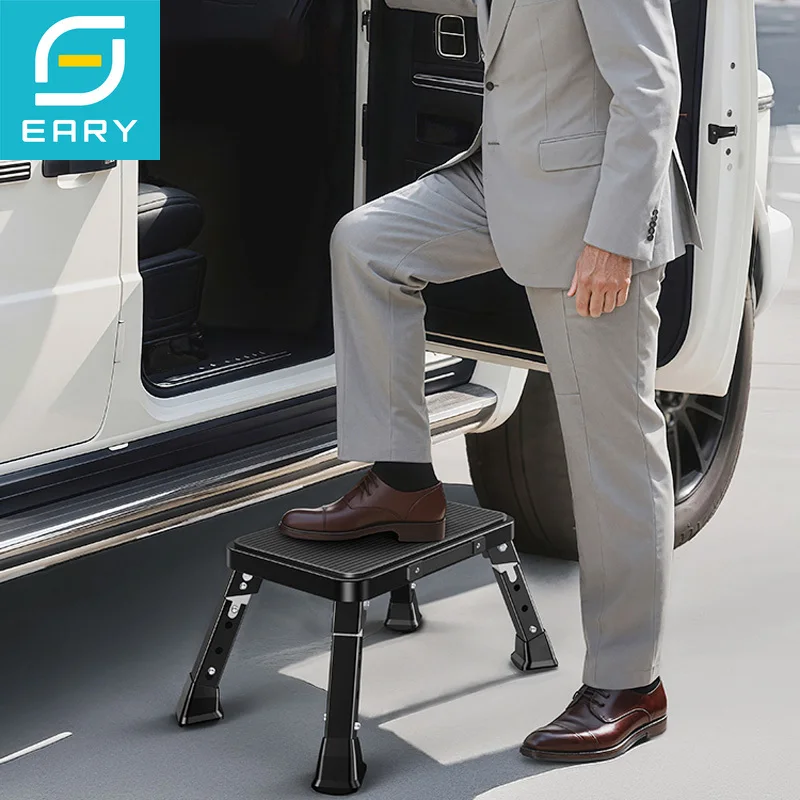 

Eary Metal Foldable Step Stool Car Tray Table 18-22.6cm Height Adjustable PVC Non-Slip Platform Stool for Adults or Kids in Home