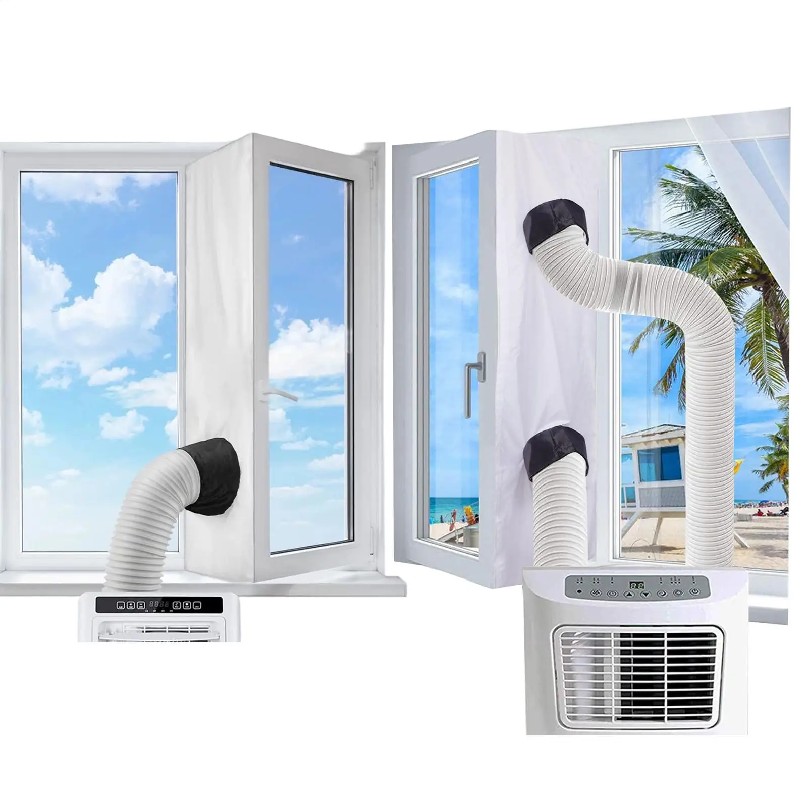 Portable AC Window Sealing Cover Fabric Weather-proof Insulation Baffle for Sliding Casement Windows Air Conditioning Vent Cover