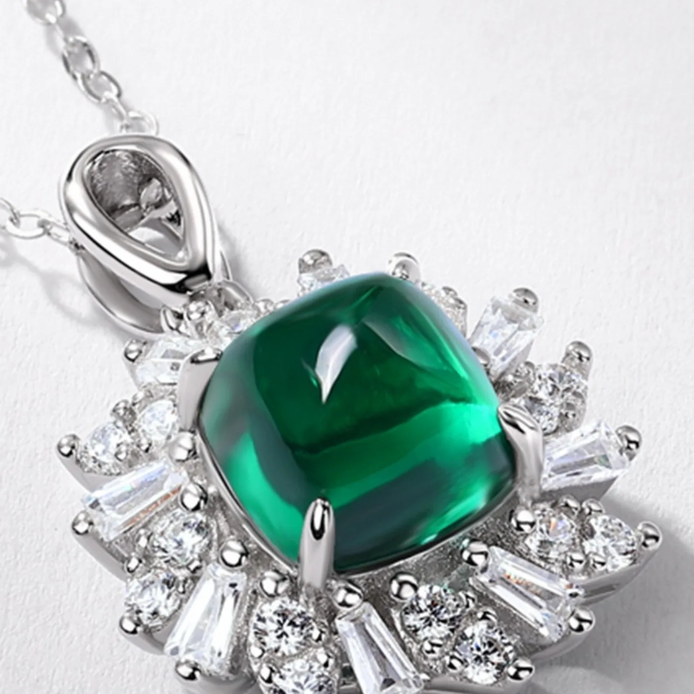MUSHAN Luxury Jewelry 925 Sterling Silver Chain Pendant Necklace Lab Grown Emerald Ruby Gemstones Necklaces Pendants GRC Jewelry view 3