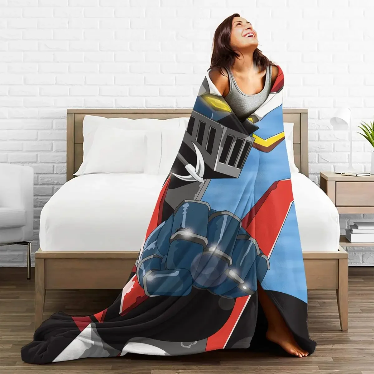 UFO Robot Grendizer Blanket Flannel Goldorak Actarus Mazinger Super Warm Throw Blanket for Outdoor Travel Bedroom Quilt