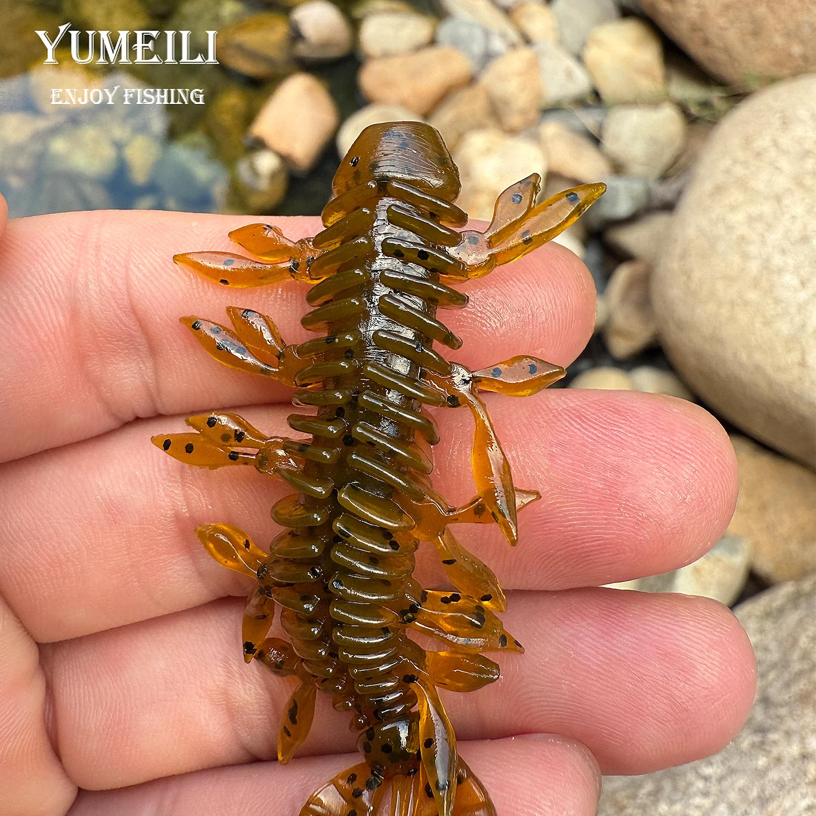 YUMEILI 30PCS Five-Color Boxed Multi-Legged Shrimp Lure Soft Bait, TPE Material, Threaded Multi-Legged + Double-Blade Tail Desig